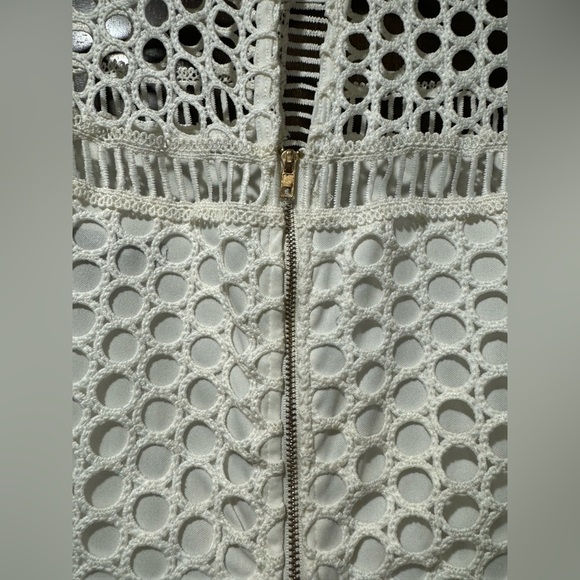 Aqua White Circle Lace Illusion Midi Dress Size L - Picture 7 of 13